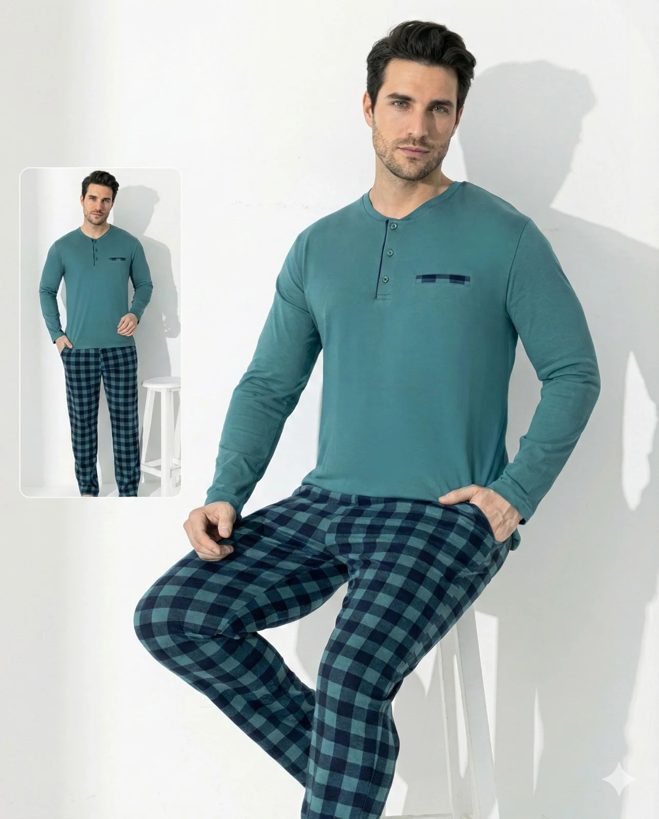 Boyraz 0689 Erkek Uzun Kol Penye Pijama Takımı