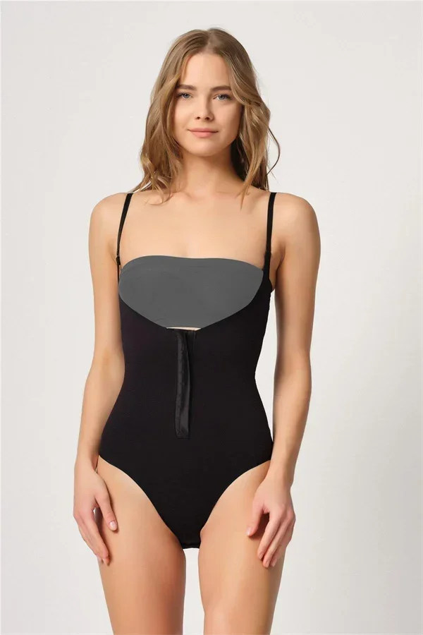 Siyah Göğsü Açık Agraflı Body Korse
