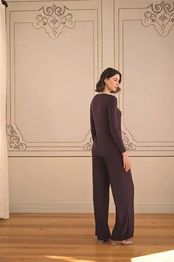 Uzun Kollu ve Dantelli Pijama Takımı görsel 5