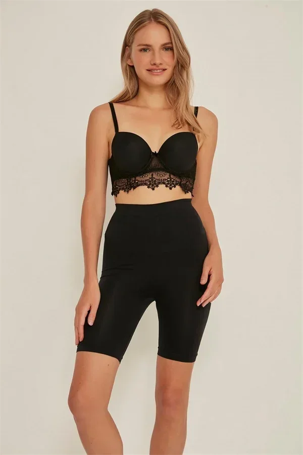 Siyah MI 3005 Soft Uzun Paçalı Boxer Korse