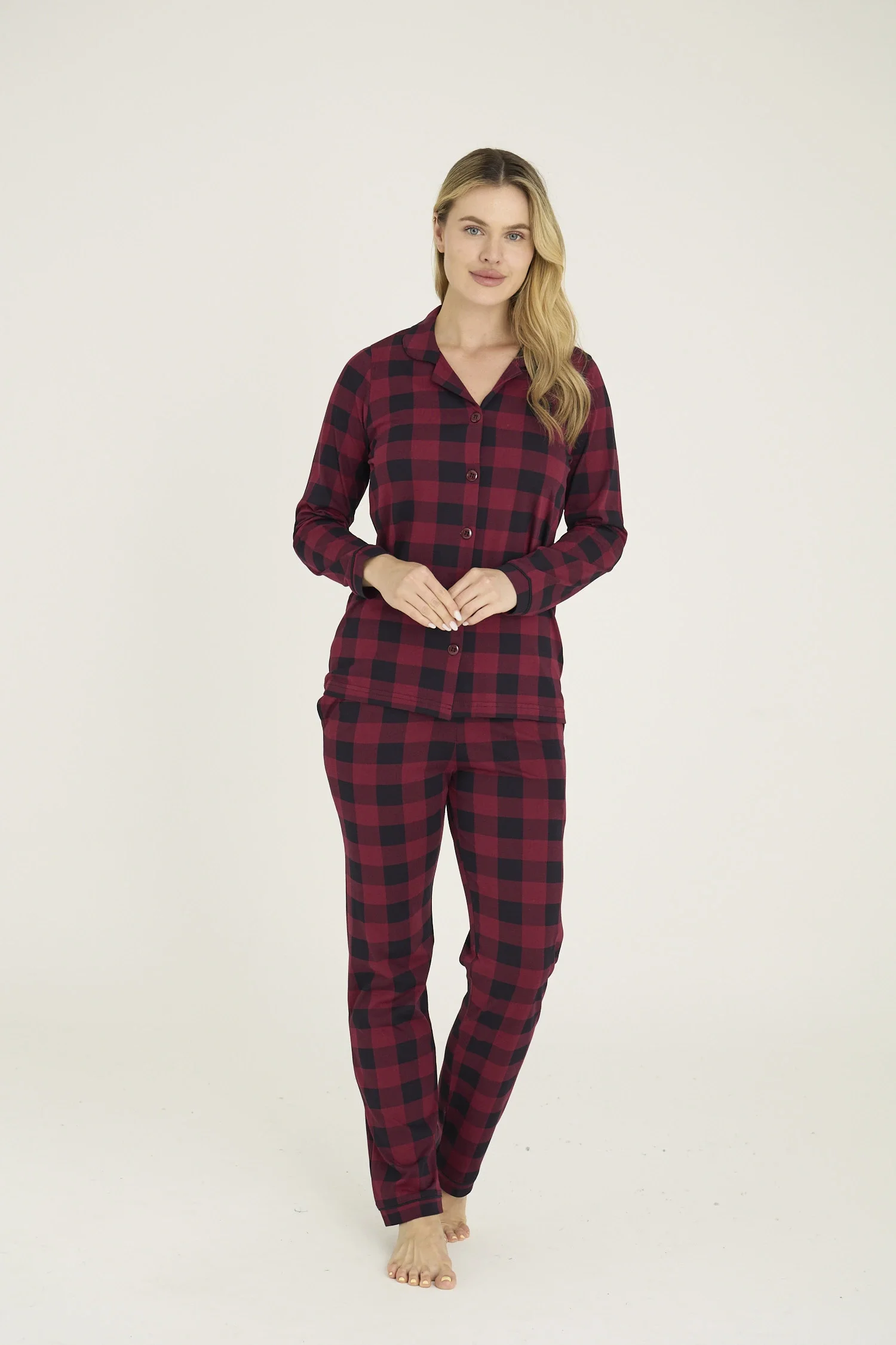 Kocabey 9209-K Kadın Apaj Yaka Pijama Takım