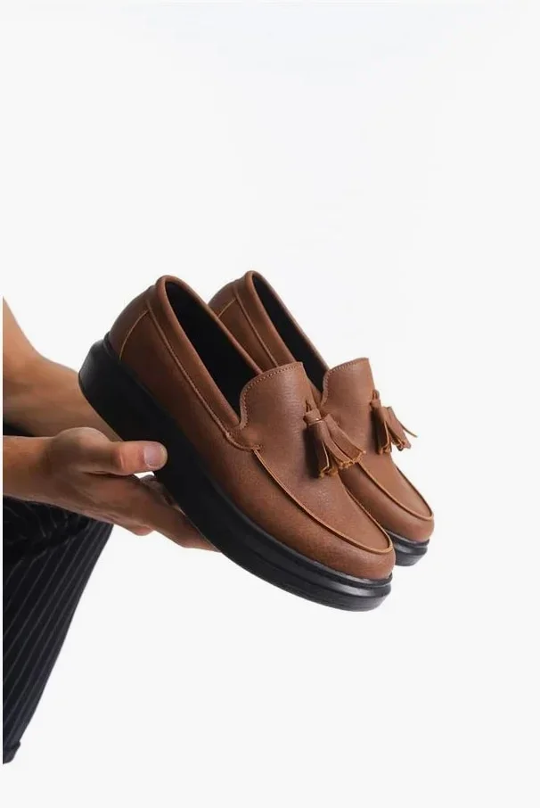 Erkek Ayakkabı Ayakkabı Bağcıksız Püsküllü Sade Cilt Casual Günlük görsel 4