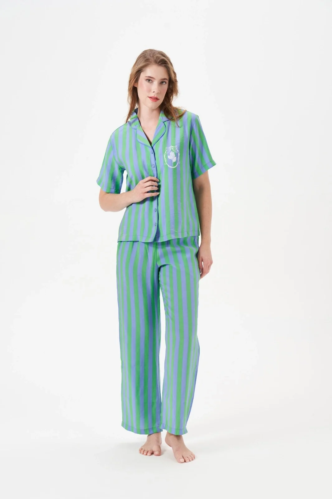 PJS 29043 Kadın Düğmeli Pijama Takımı görsel 2
