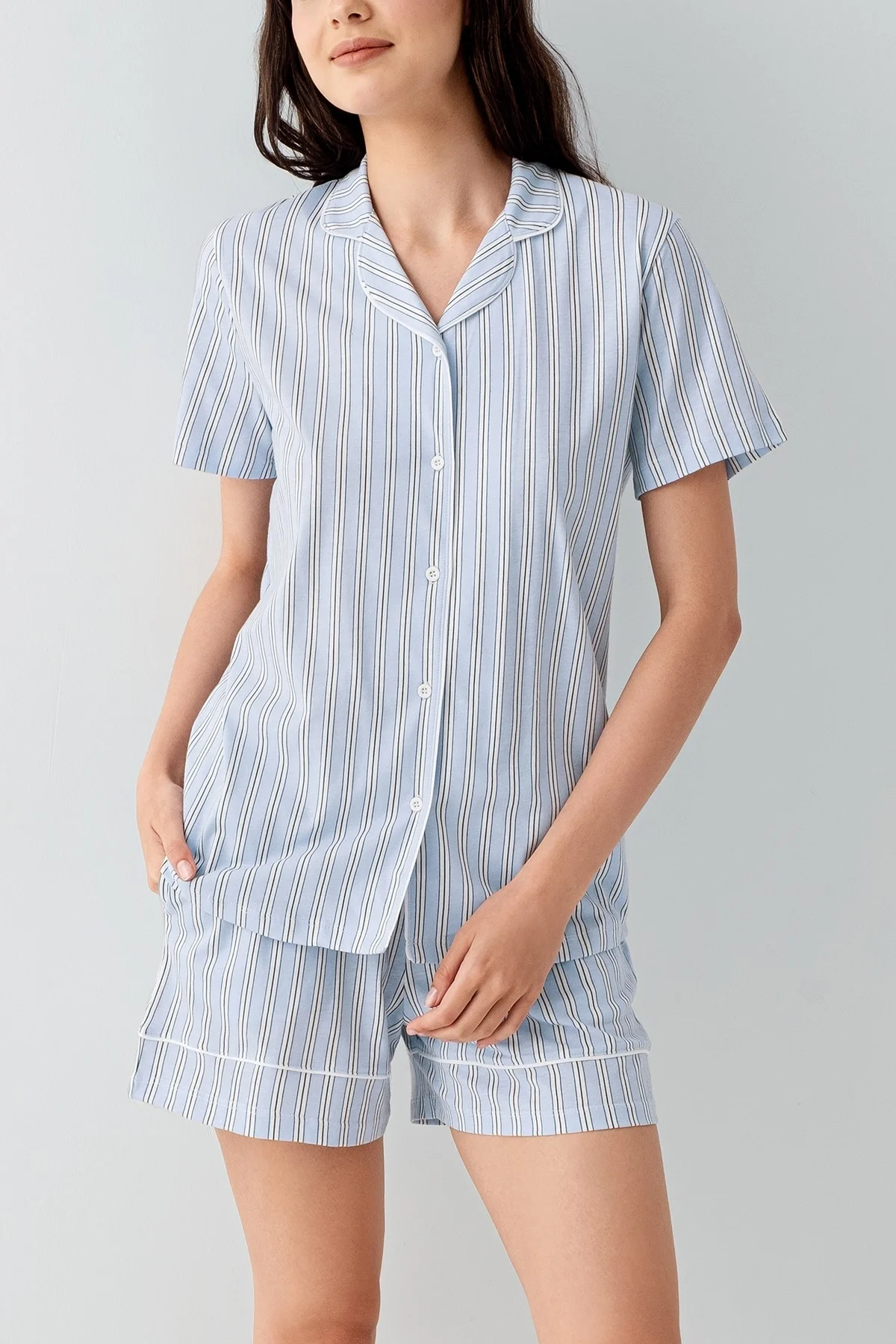 Arnetta 3601-S Kadın Gömlek Pijama Şort Takım görsel 3