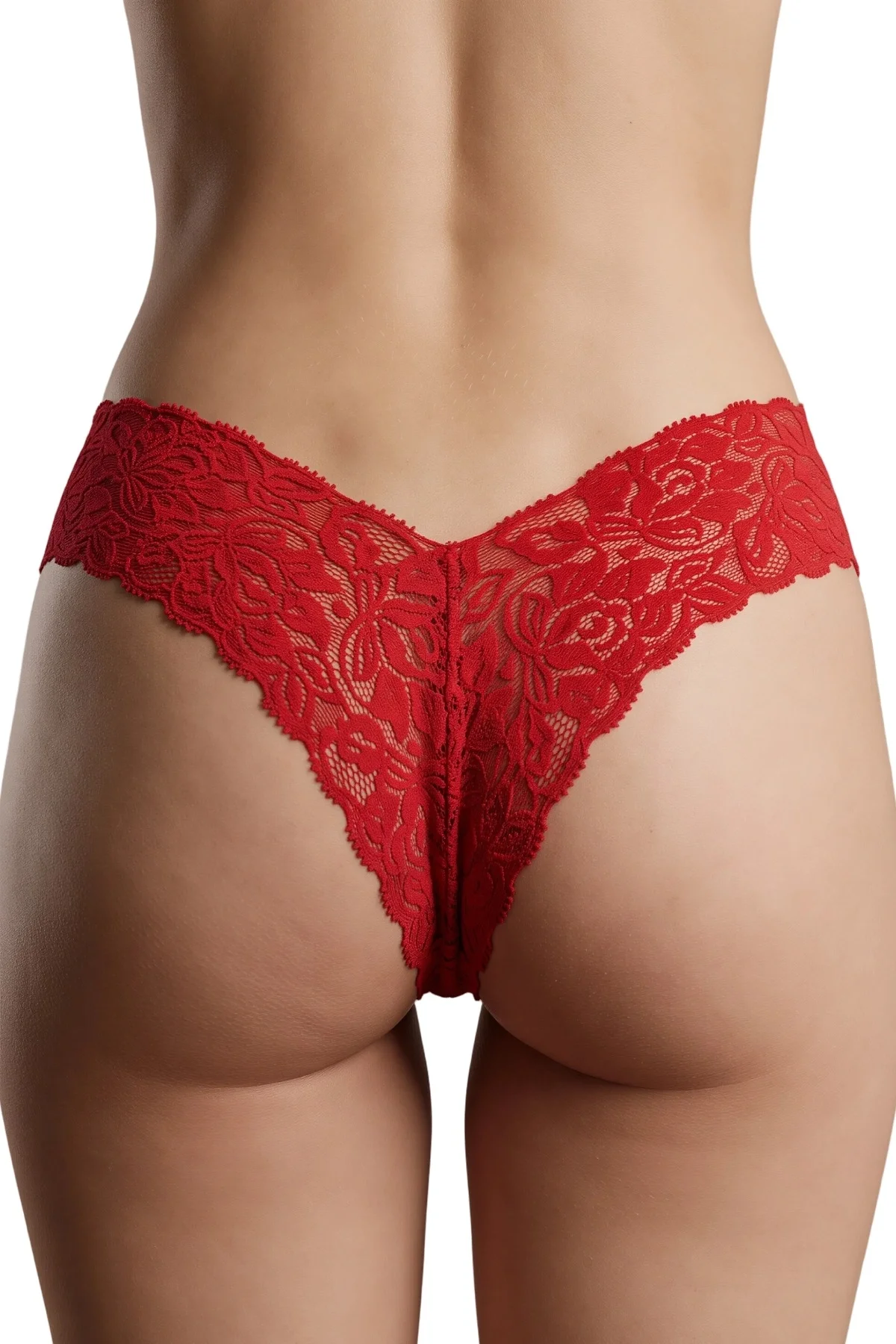 Kırmızı Çiçek Desenli Dantel String Külot TM1526 görsel 2
