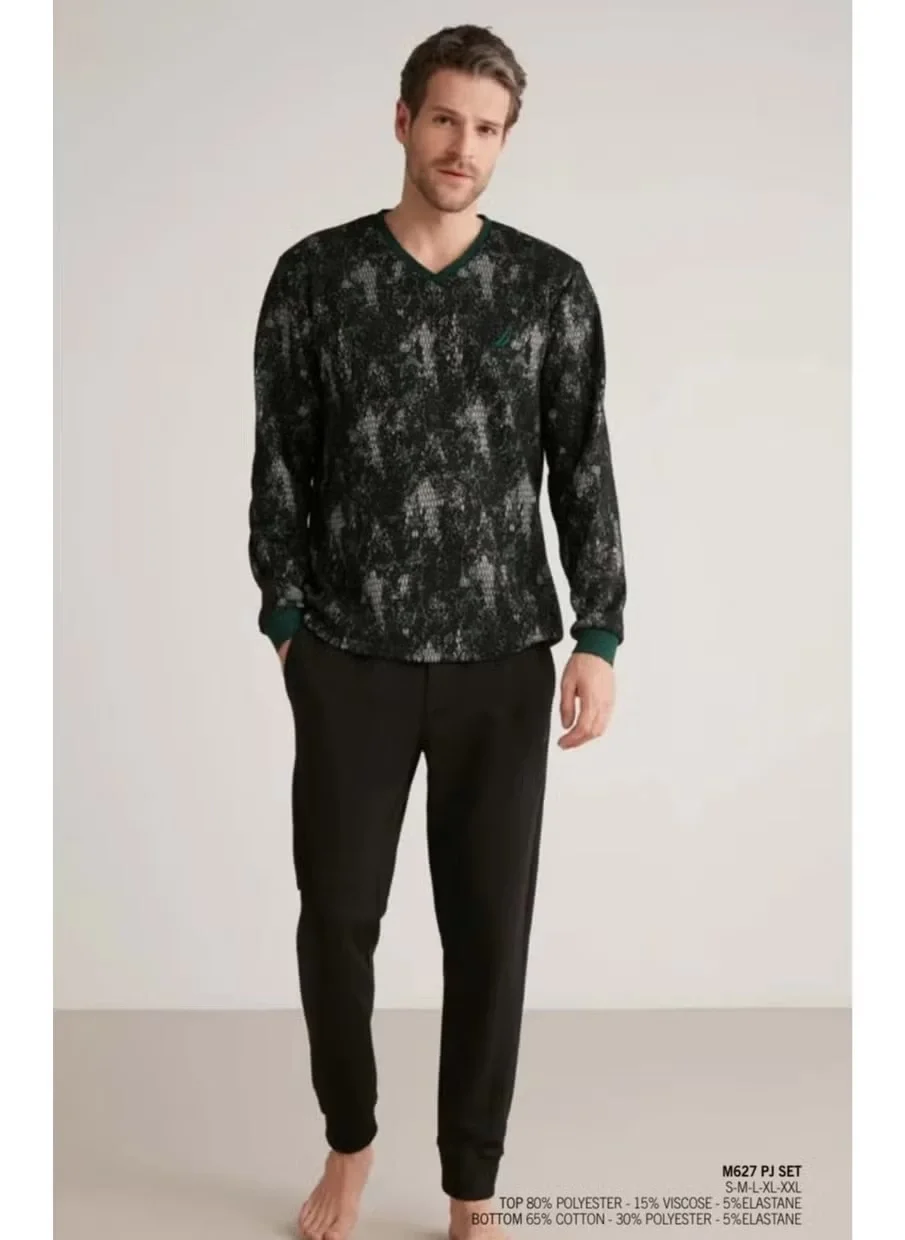 Nautıca M627 Erkek Uzun Kollu V Yaka Pijama Takımı