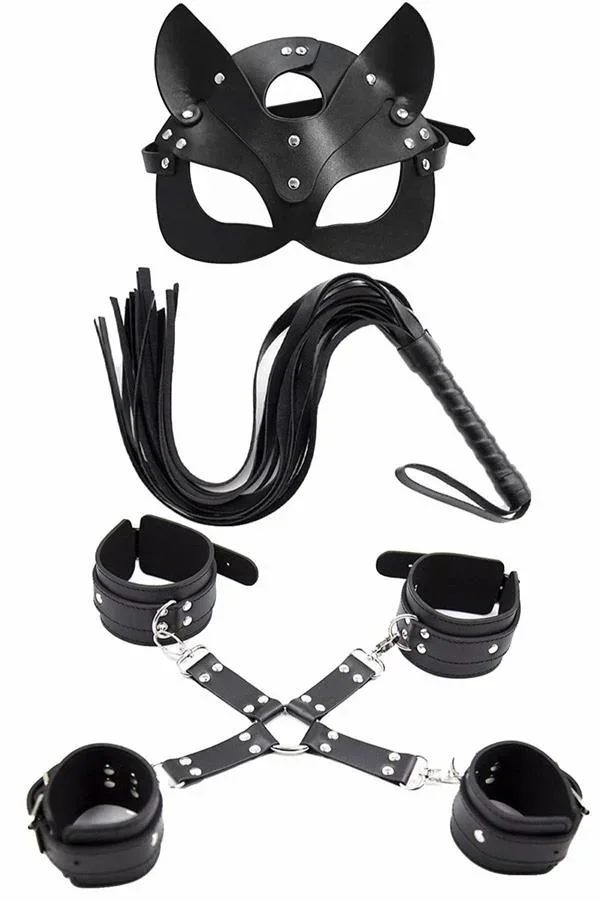 Maske Bileklik 5 Li Harness Deri Set