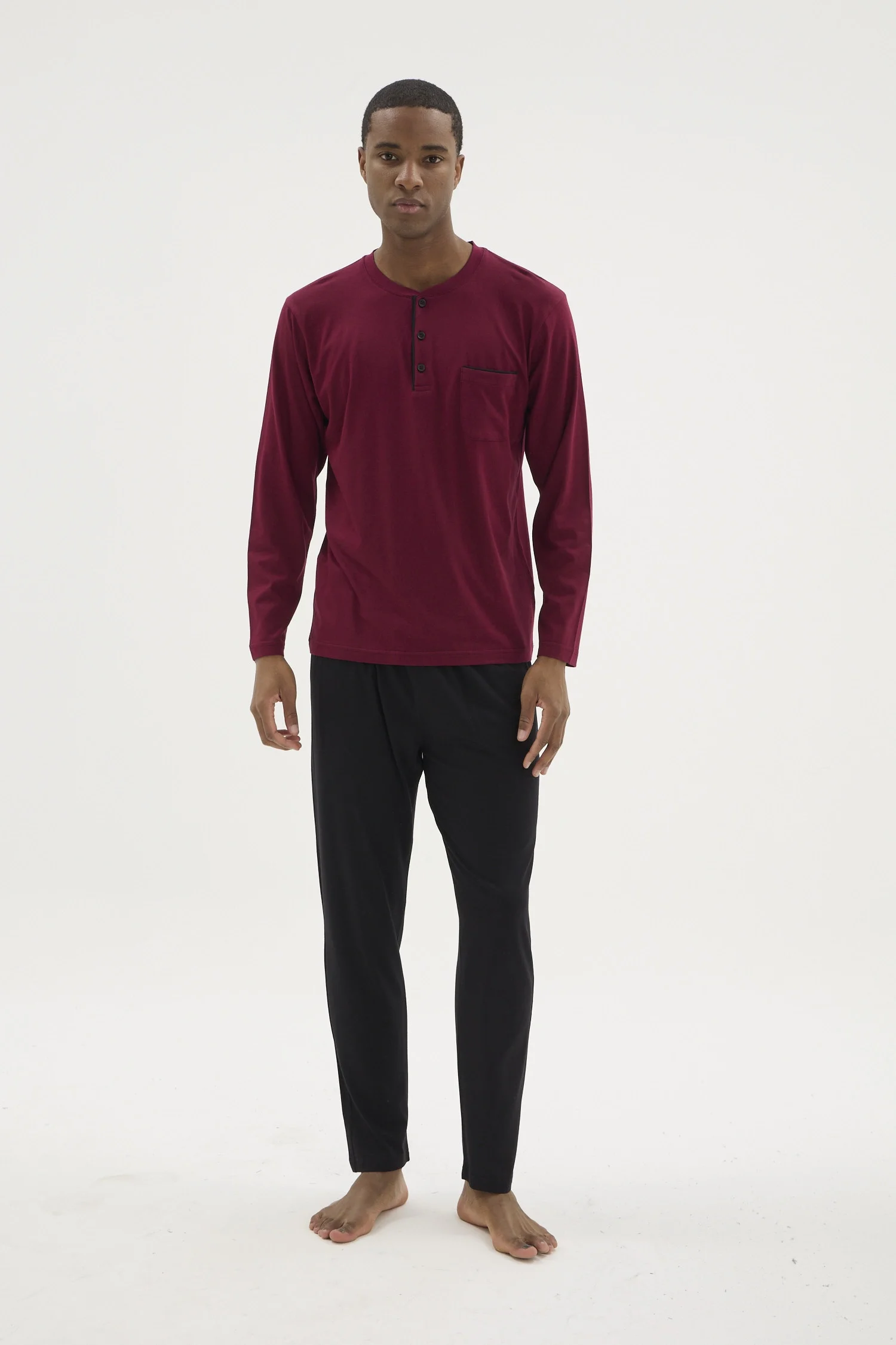 Kocabey BU-26360 Erkek Midi Yaka Battal Pijama Takımı