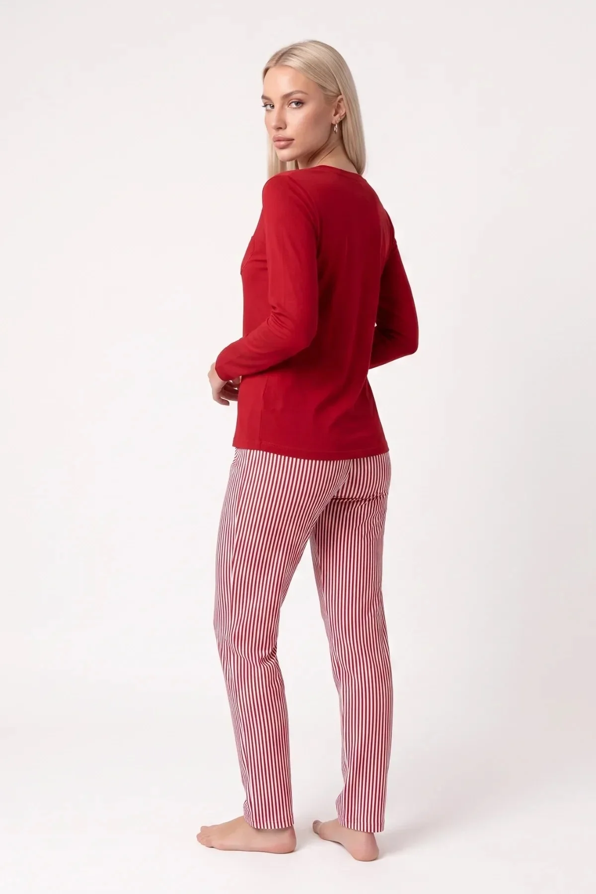 Pjs 30148 Kadın Uzun Kol Kalpli Pijama Takımı görsel 5