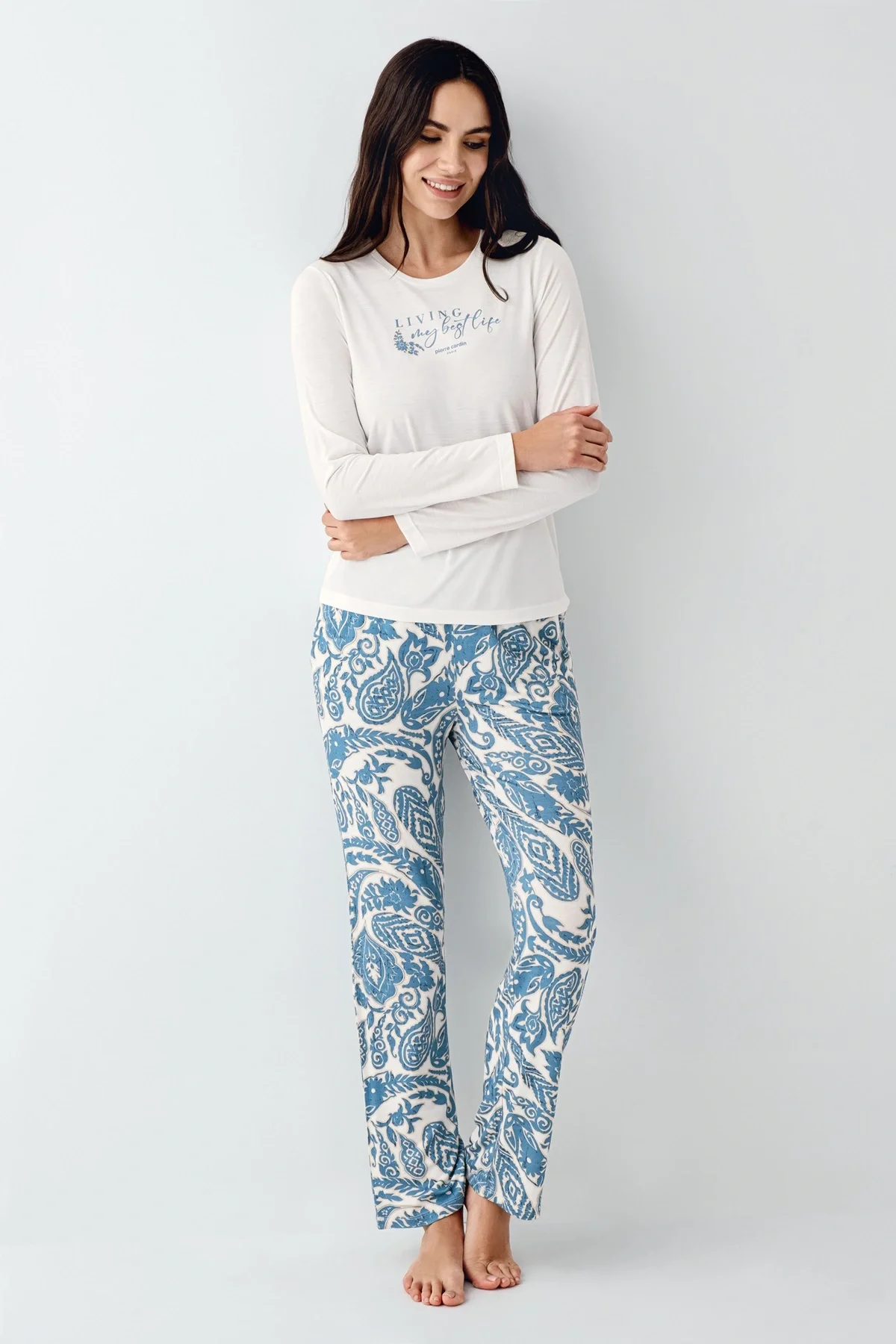 Pierre Cardin 9074-S Kadın Uzun Kol Pijama Takım görsel 2