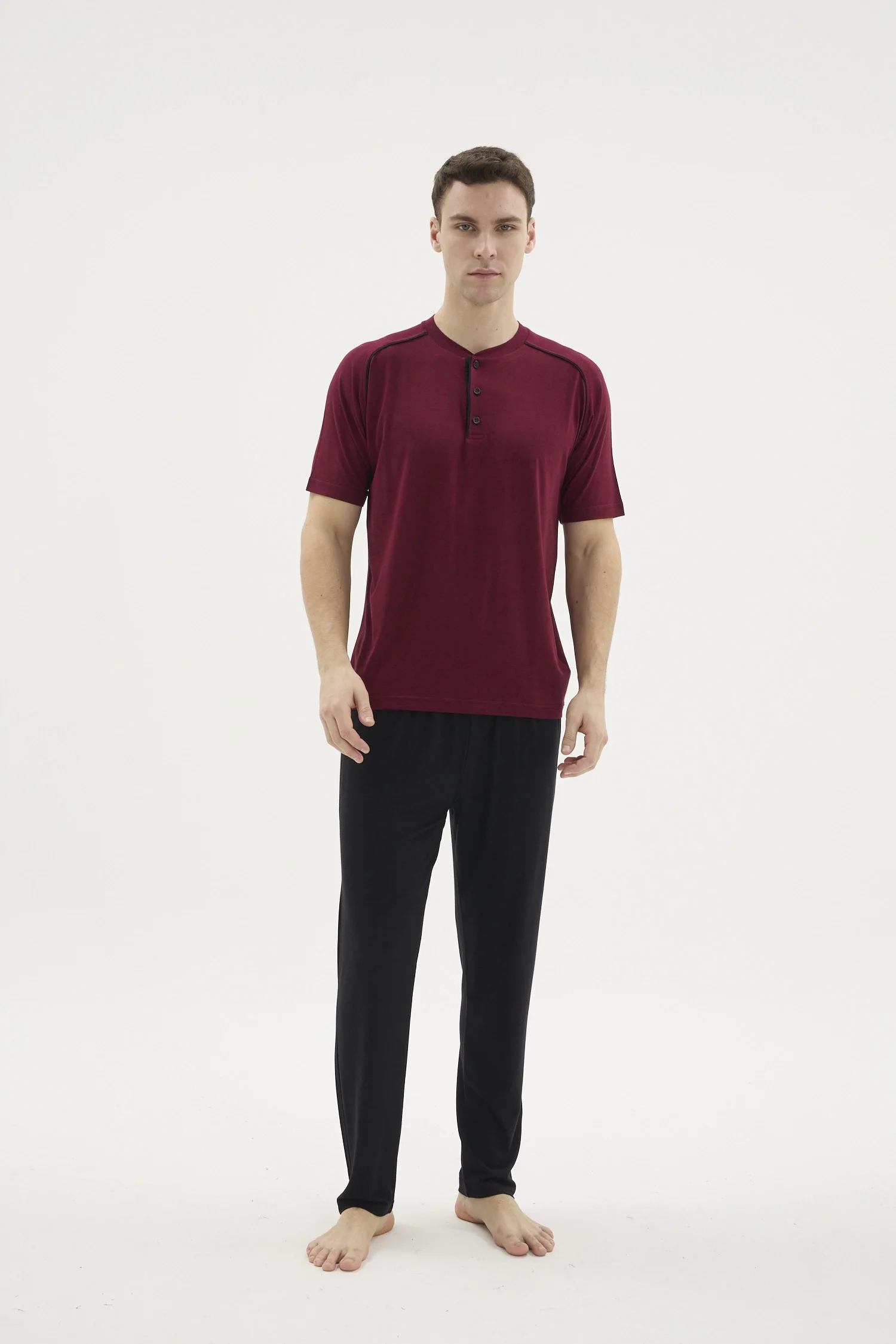 Kocabey KKT-26153 Erkek Midi Yaka Pijama Takımı