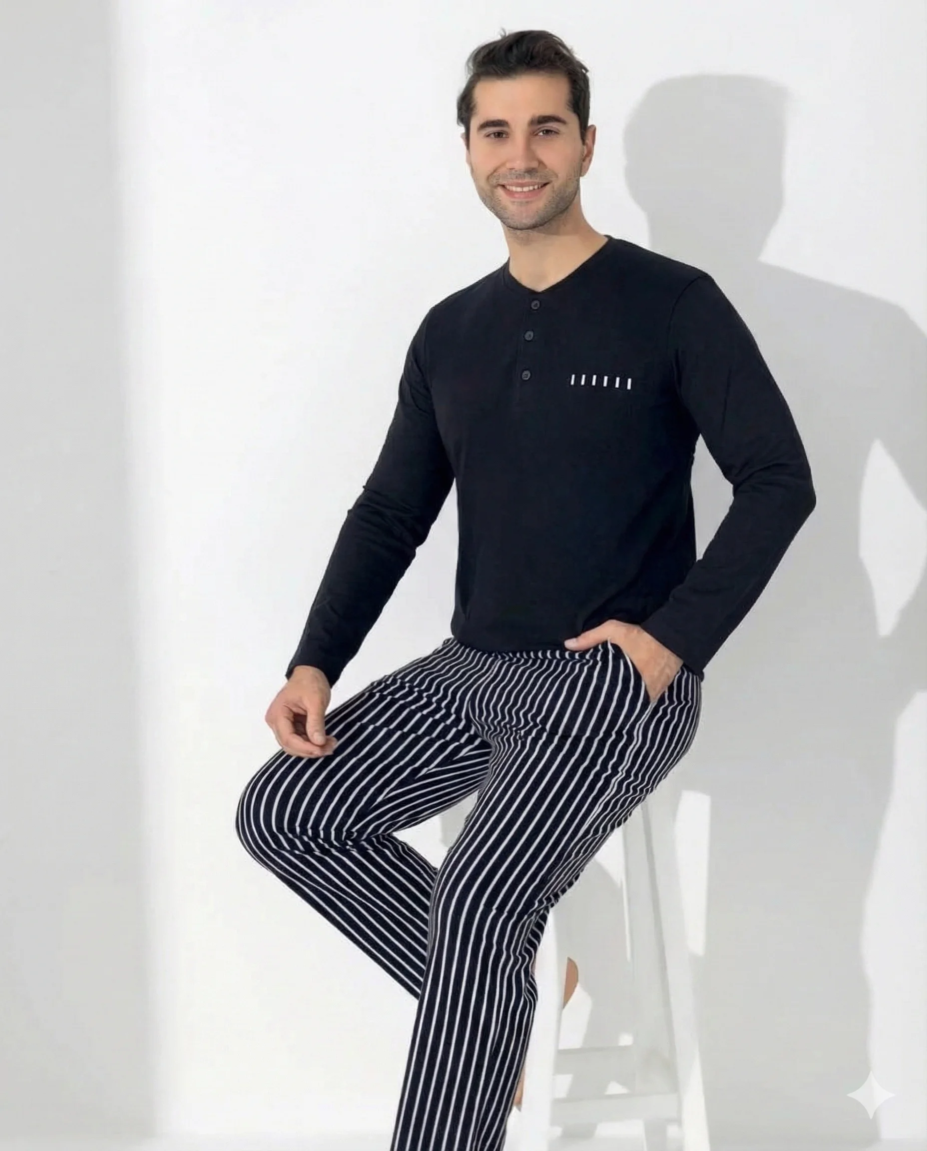 Boyraz 0405 Erkek Uzun Kol Pijama Takımı görsel 2