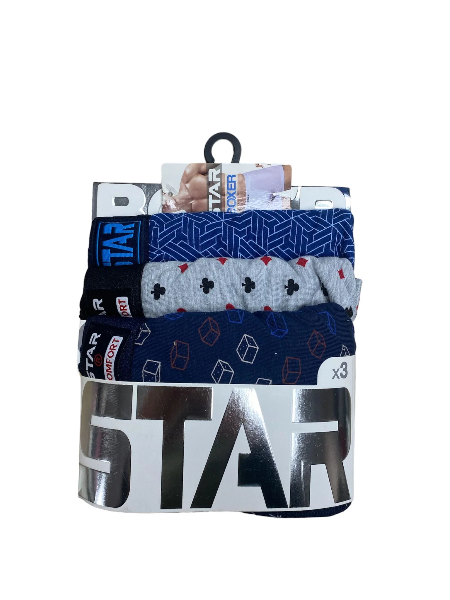 Star 105 Desenli Jakar Erkek 3'lü Kemer Boxer görsel 2