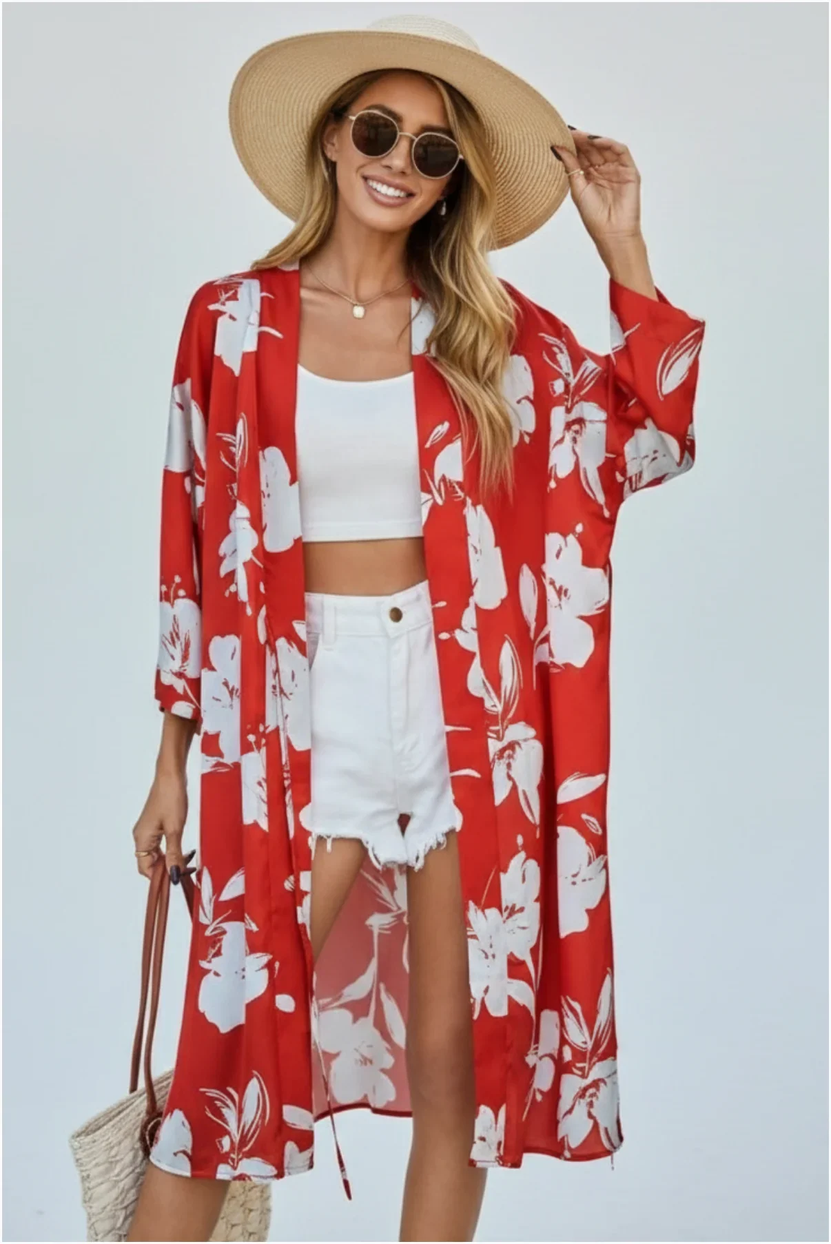 Kadın Belden Bağlamalı Şık Kimono