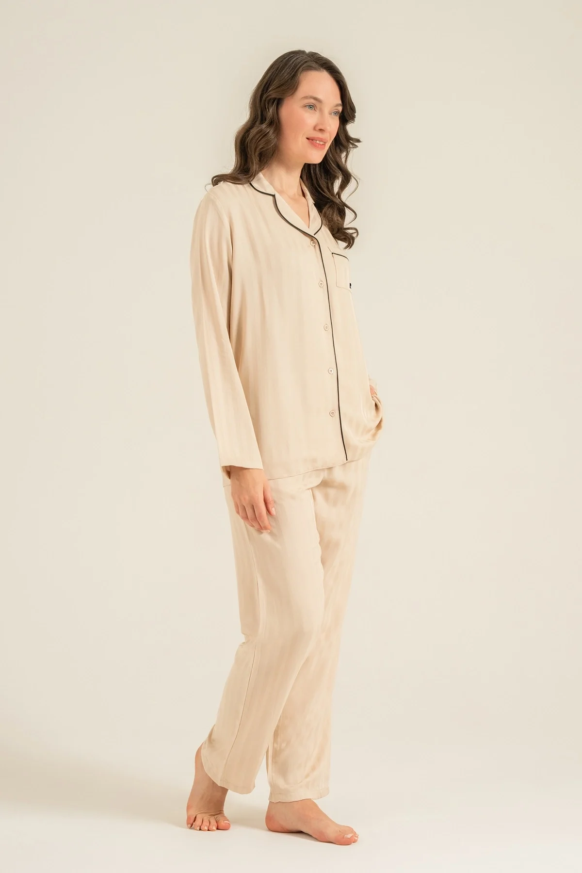 Pierre Cardin 9305-S Kadın Uzun Kol Pijama Takımı görsel 2