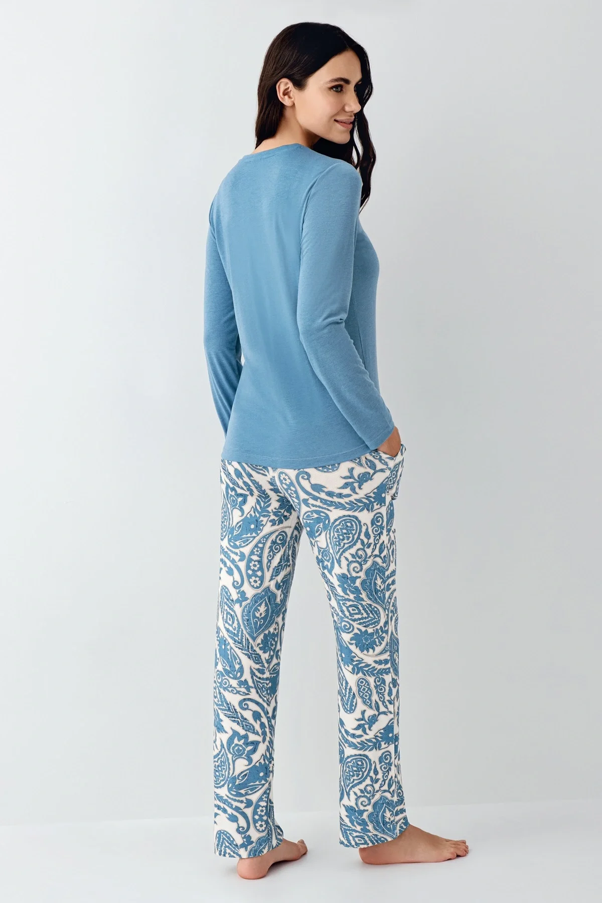 Pierre Cardin 9075-S Kadın Uzun Kol Pijama Takım görsel 4