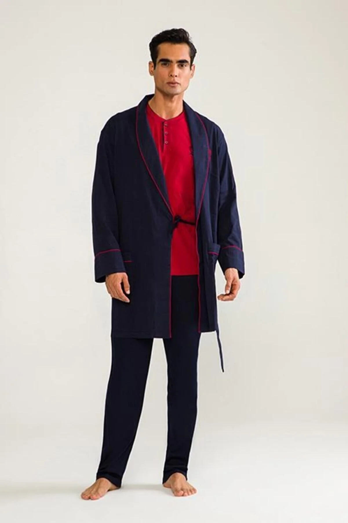 D'S Damat 03000 5'li Robdöşambr Erkek Damat Pijama Seti görsel 4