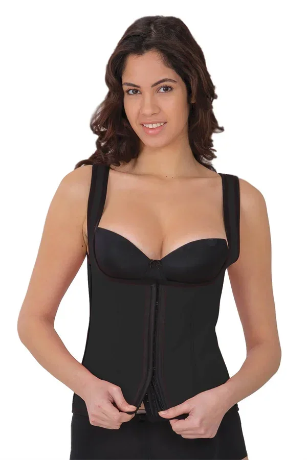 Siyah MI 9173 Terletici Agraflı Göğsü Açık Atlet Korse