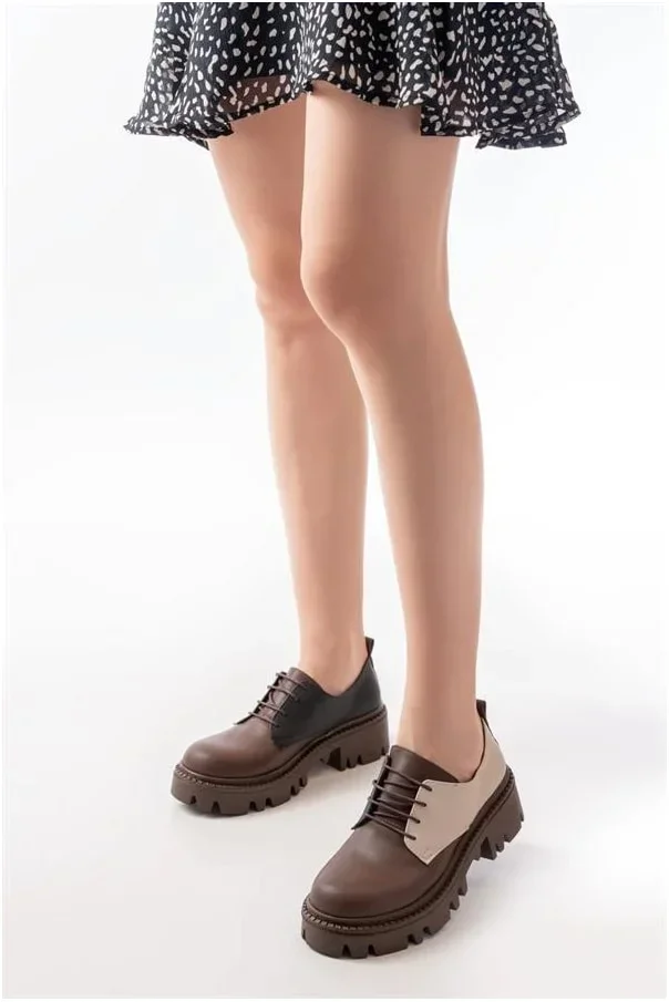 Kadın Loafer Garni Ayakkabı Ayakkabı Bağcıklı Tabanlı Yüksek Casual Günlük görsel 2