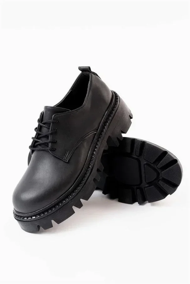 Kadın Loafer Ayakkabı Ayakkabı Bağcıklı Tabanlı Yüksek Casual Günlük görsel 3