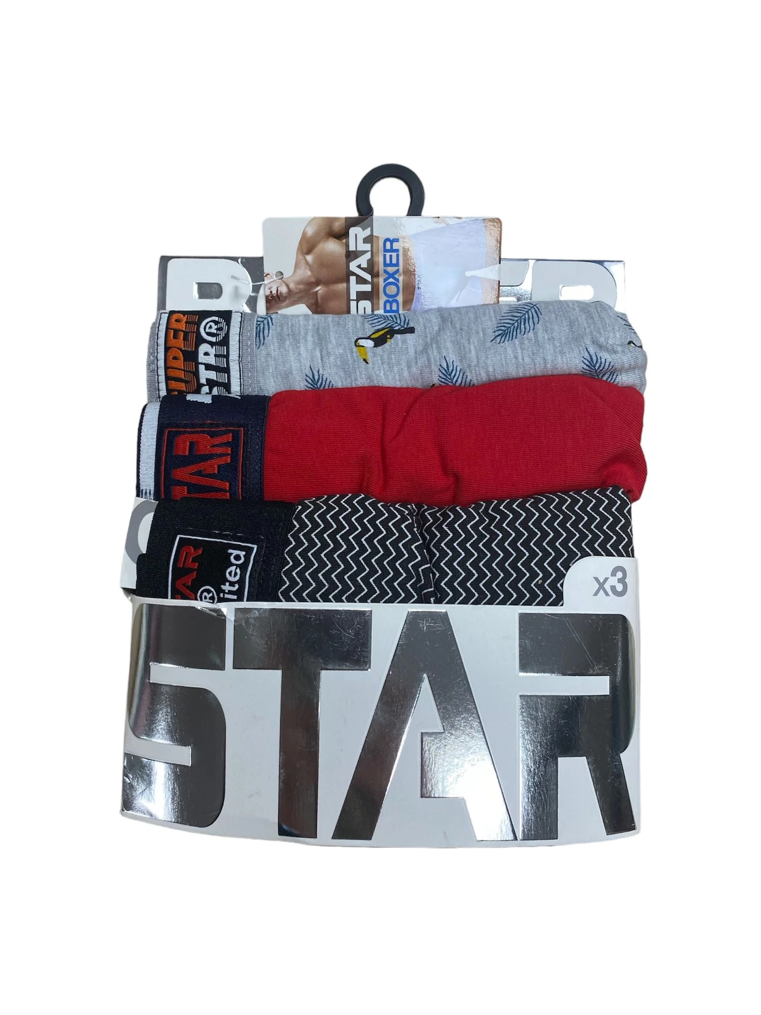 Star 105 Desenli Jakar Erkek 3'lü Kemer Boxer görsel 3
