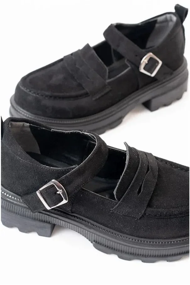 Kadın Loafer Ayakkabı Ayakkabı Tabanlı Süet Yüksek Casual Günlük görsel 3