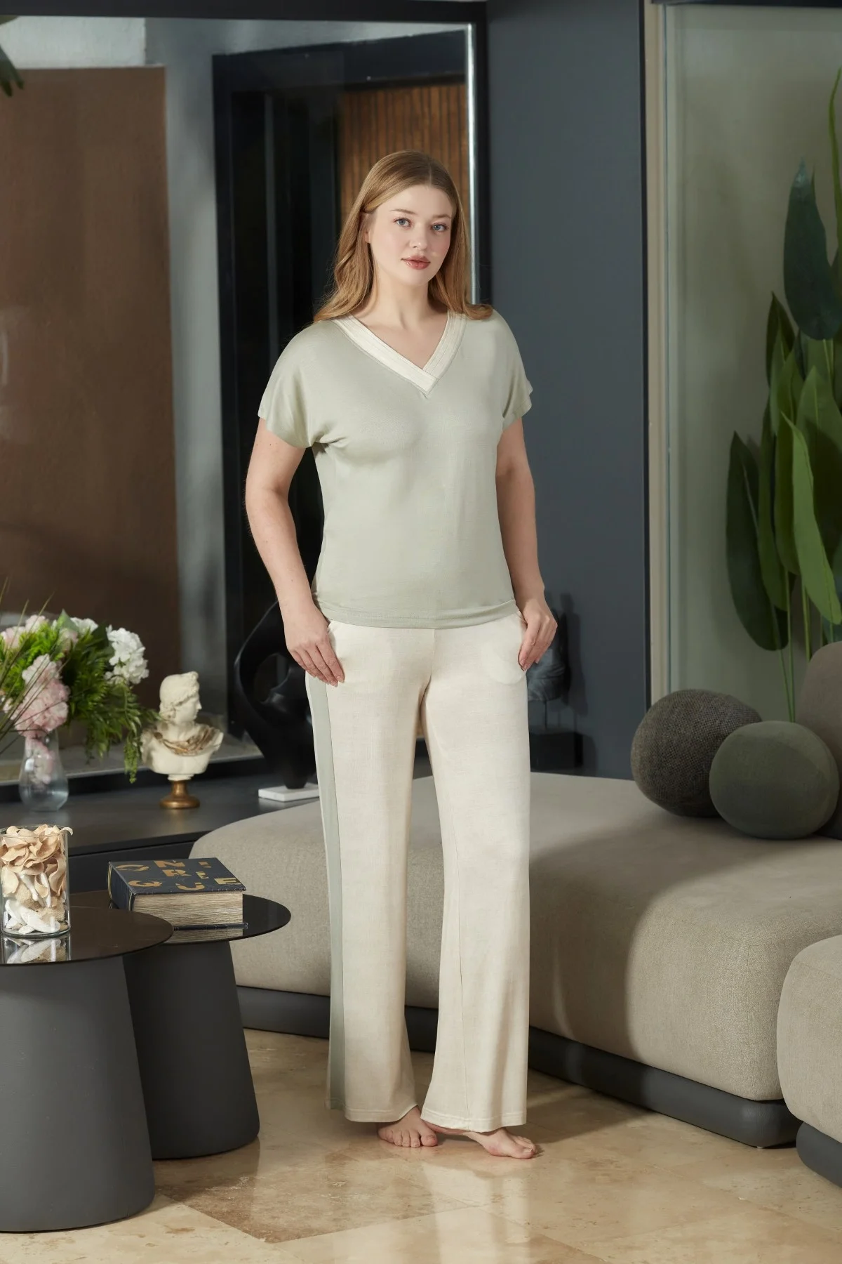 Aqua 26888 Kadın Kısa Kol Pijama Takımı görsel 2